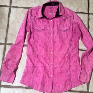 Rock 47 by Wrangler S Sheer Lace Western Shirt Snaps